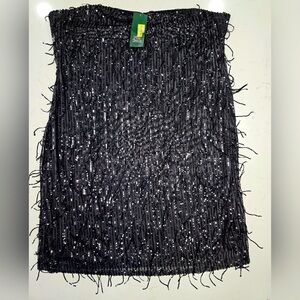 NWT Wild Fable Womens Tube Sequin Fringe Mini‎ Bodycon Dress Black Size 2X